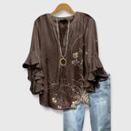Elegant Ruffle Sleeve Floral Blouse for Women