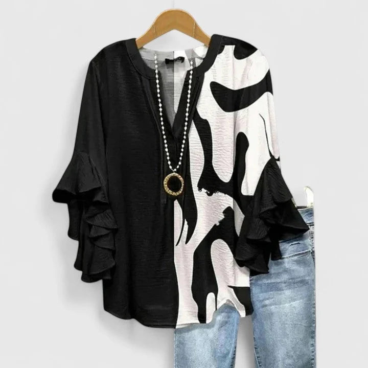 Elegant Ruffle Sleeve Floral Blouse for Women