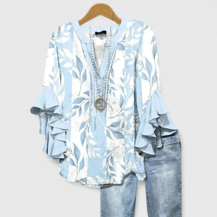 Elegant Ruffle Sleeve Floral Blouse for Women