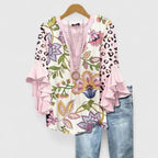 Elegant Ruffle Sleeve Floral Blouse for Women