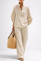 Elegant Wide Leg and Collar 2-Piece Set for Women
