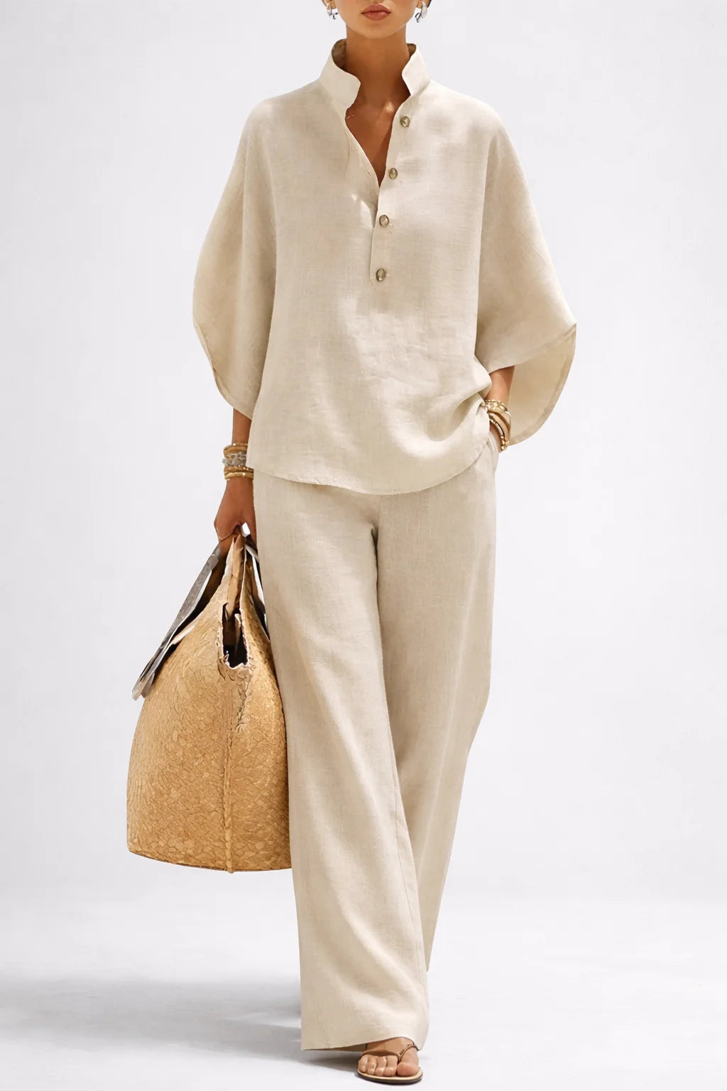 Elegant Wide Leg and Collar 2-Piece Set for Women