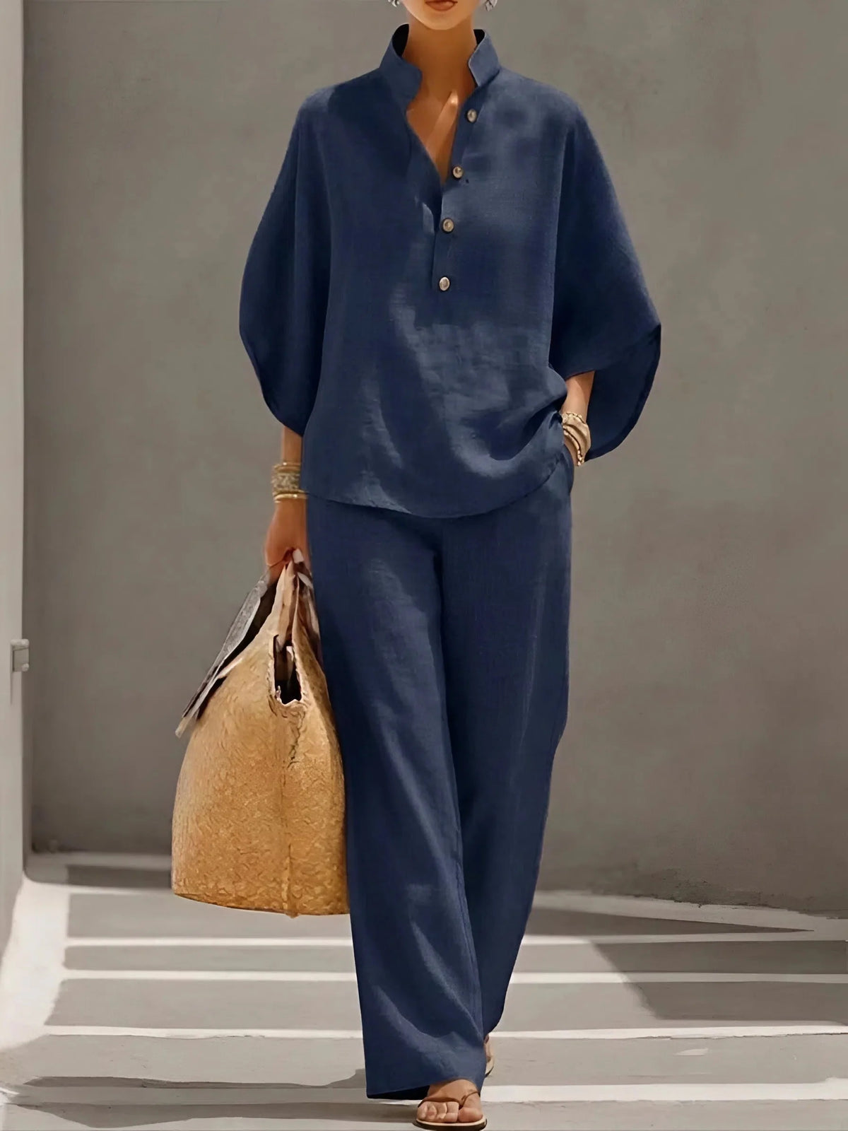 Elegant Wide Leg and Collar 2-Piece Set for Women