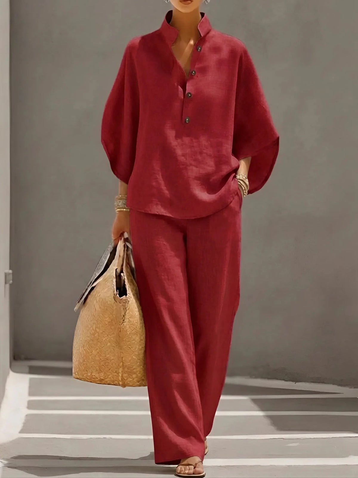 Elegant Wide Leg and Collar 2-Piece Set for Women