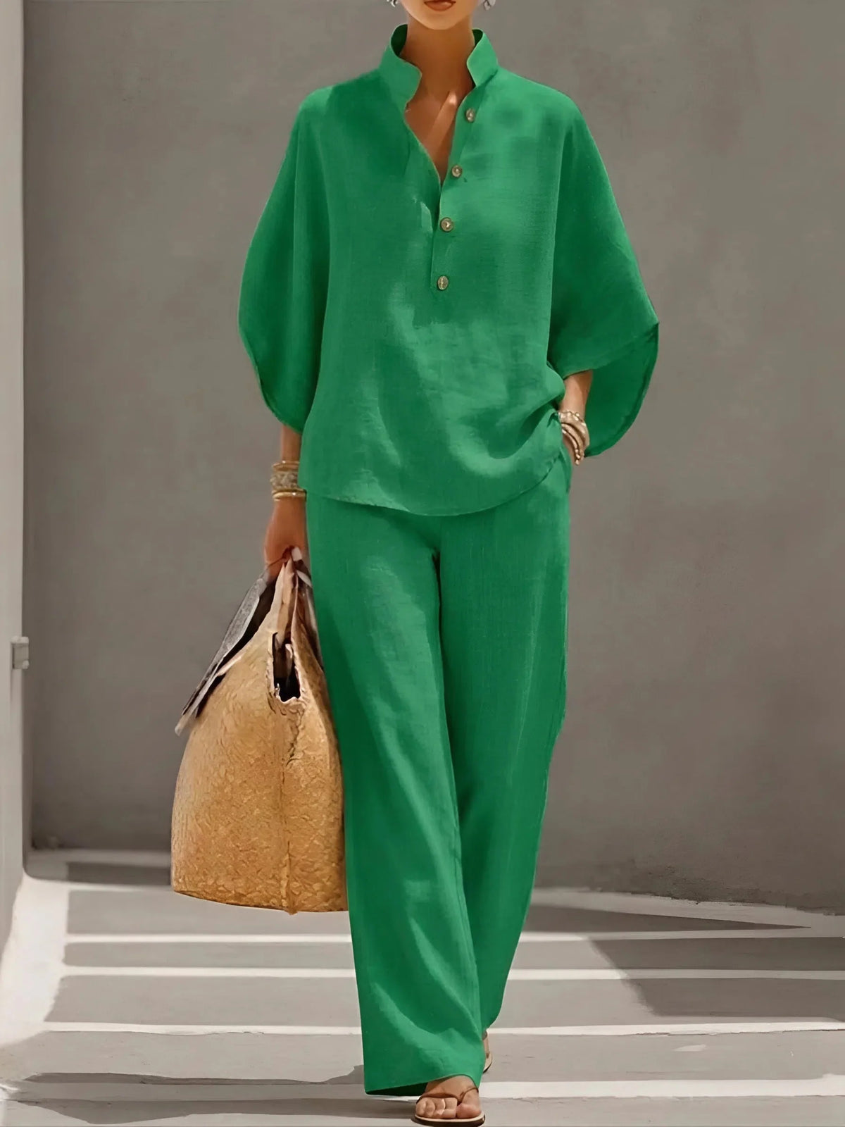 Elegant Wide Leg and Collar 2-Piece Set for Women