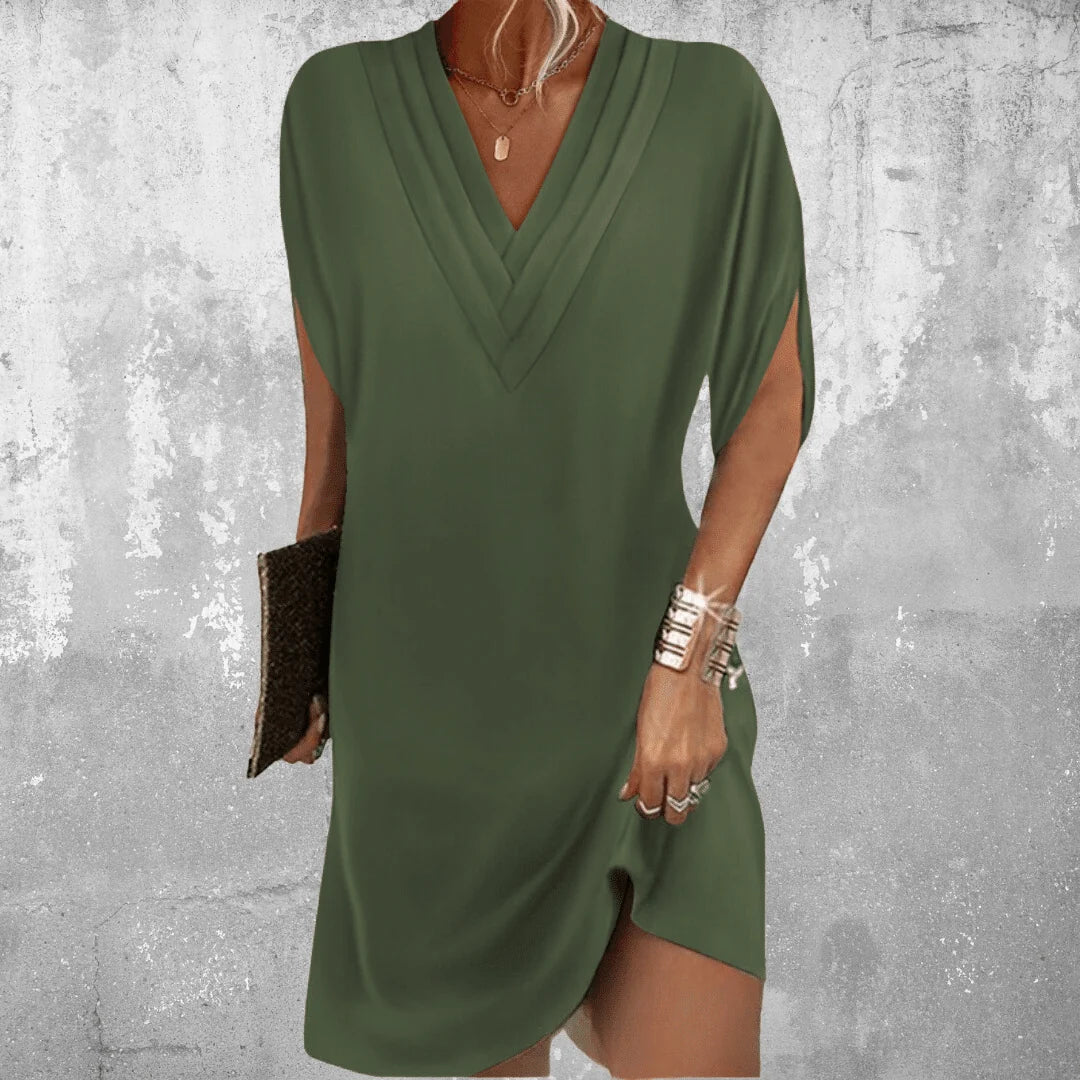 Flattering V-Neck Shift Dress for Women