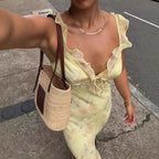 Floral Backless Sling Dress for Women