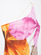 Floral One Shoulder Slim Maxi Dress for Women