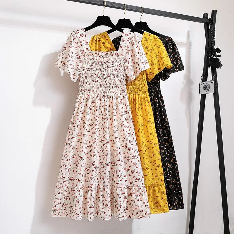 Floral Pleated Butterfly Sleeve Midi Dress for Women
