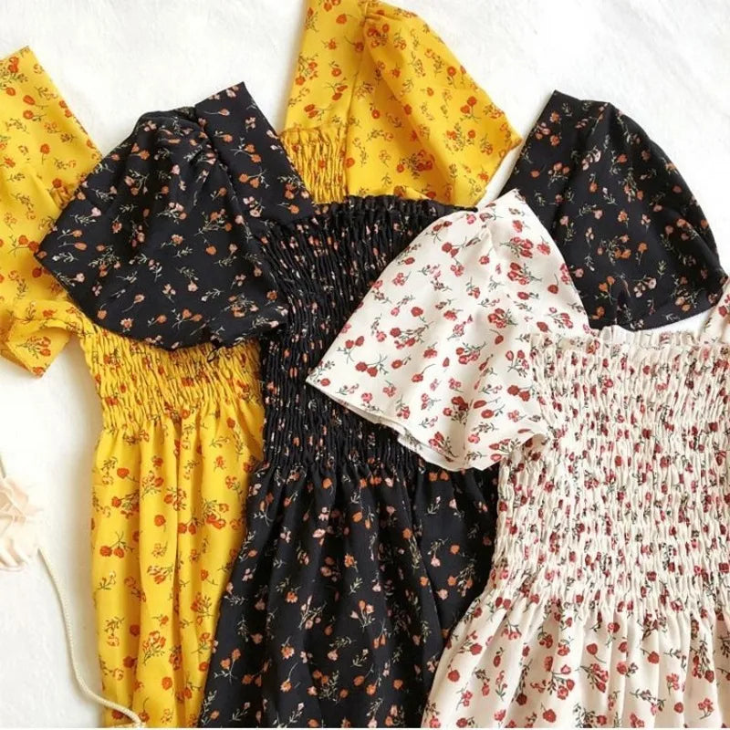 Floral Pleated Butterfly Sleeve Midi Dress for Women