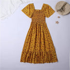 Floral Pleated Butterfly Sleeve Midi Dress for Women