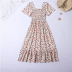 Floral Pleated Butterfly Sleeve Midi Dress for Women