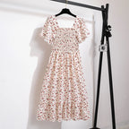 Floral Pleated Butterfly Sleeve Midi Dress for Women