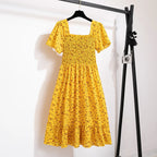 Floral Pleated Butterfly Sleeve Midi Dress for Women