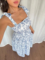 Floral Pleated Flounce Maxi Dress for Women