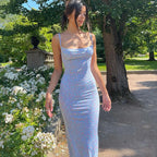 Floral Spaghetti Strap Backless Maxi Dress for Women