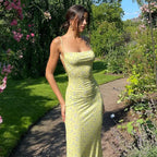 Floral Spaghetti Strap Backless Maxi Dress for Women