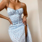 Floral Spaghetti Strap Bodycon Maxi Dress for Women