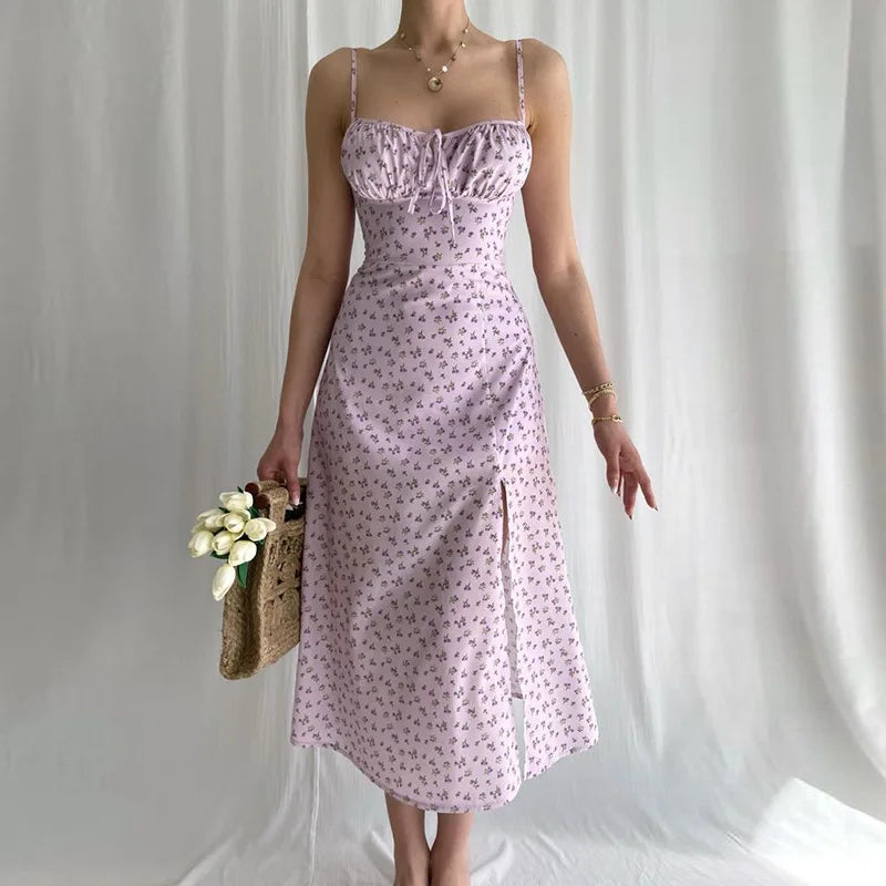 Floral Spaghetti Strap Bodycon Maxi Dress for Women