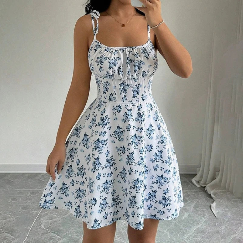 Floral Spaghetti Strap Short Dress for Women