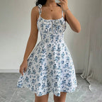 Floral Spaghetti Strap Short Dress for Women