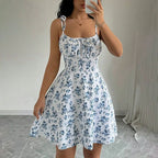 Floral Spaghetti Strap Short Dress for Women