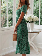 Floral Vintage Puff Sleeve Maxi Dress for Women