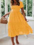 Floral Vintage Puff Sleeve Maxi Dress for Women