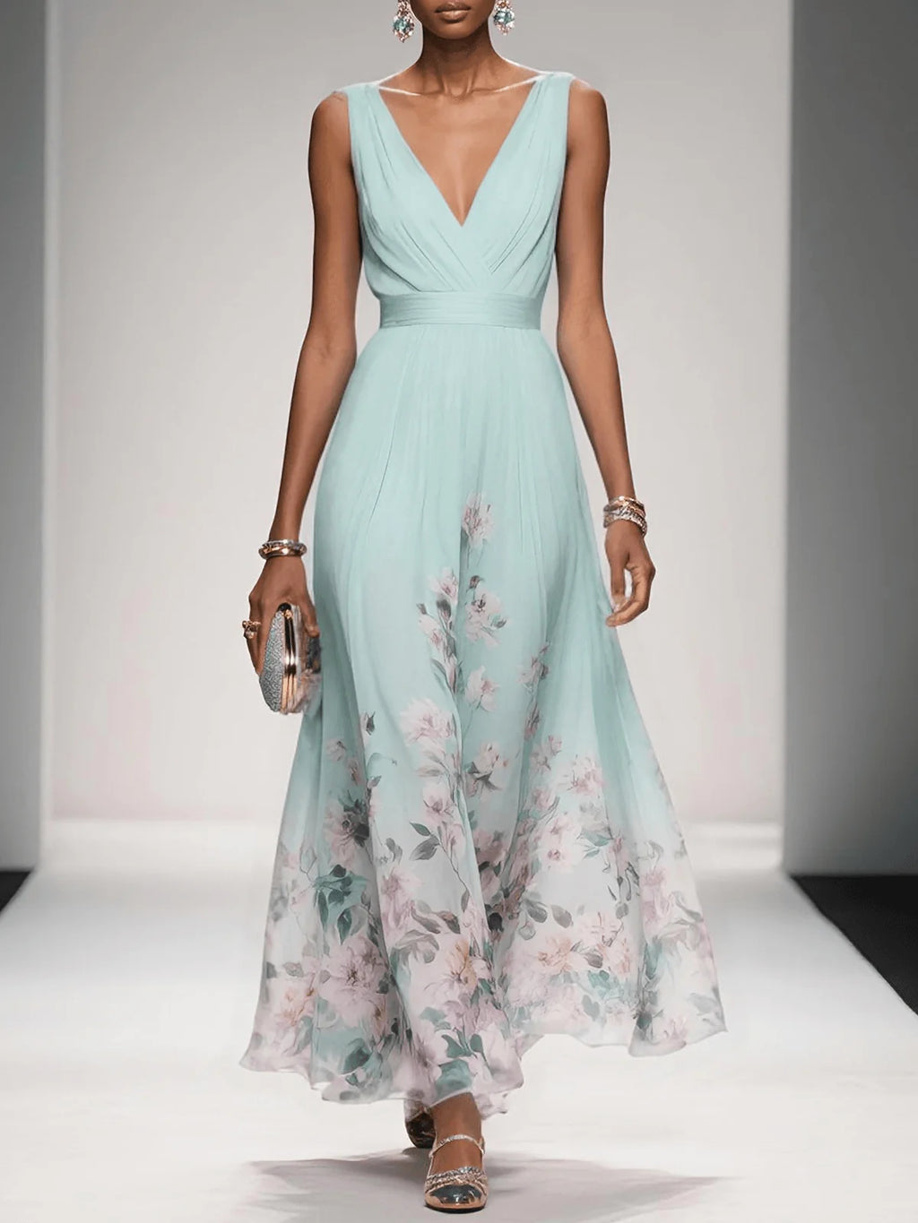 Floral Wedding Guest Midi Dress for Women