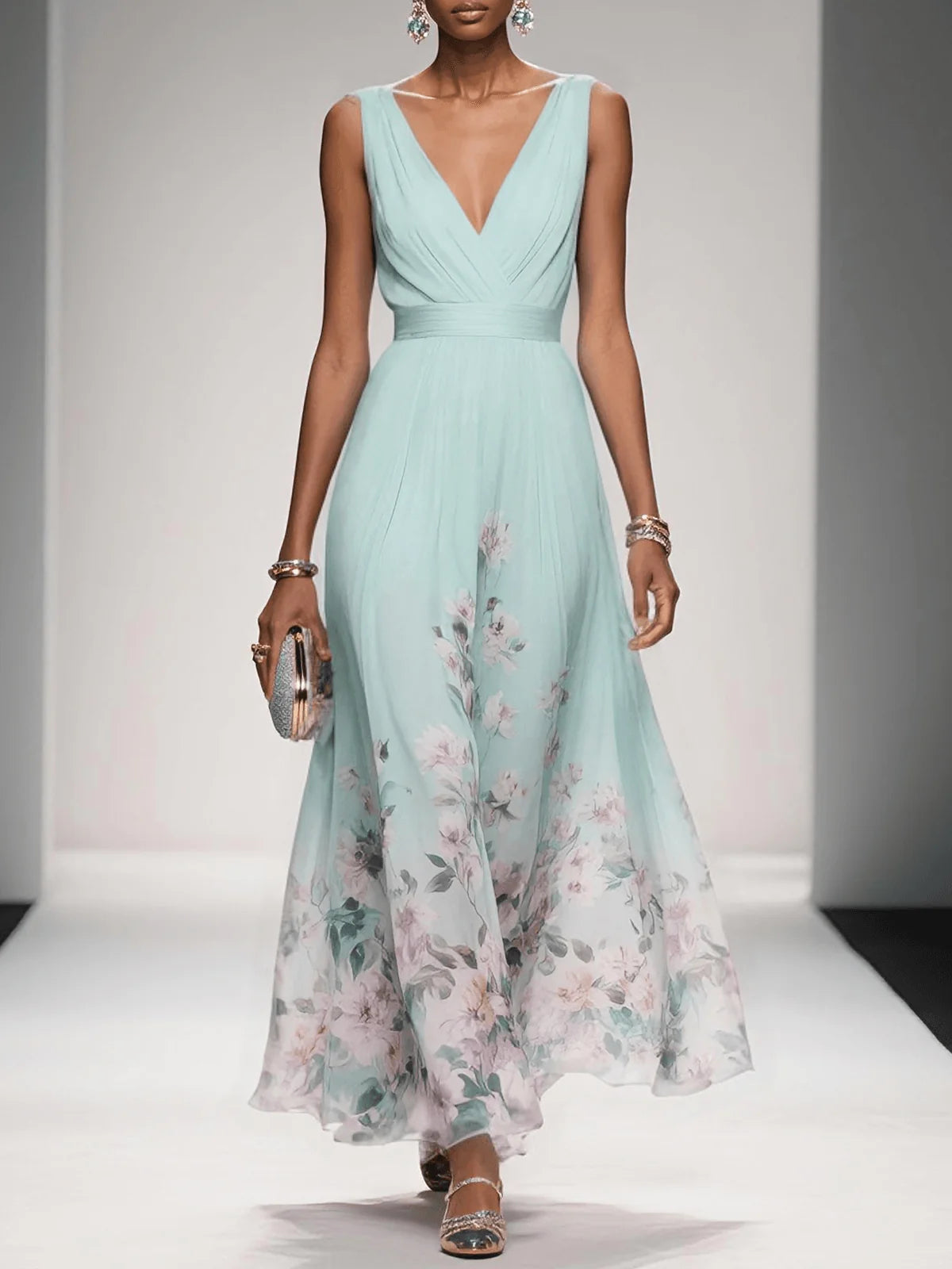 Floral Wedding Guest Midi Dress for Women
