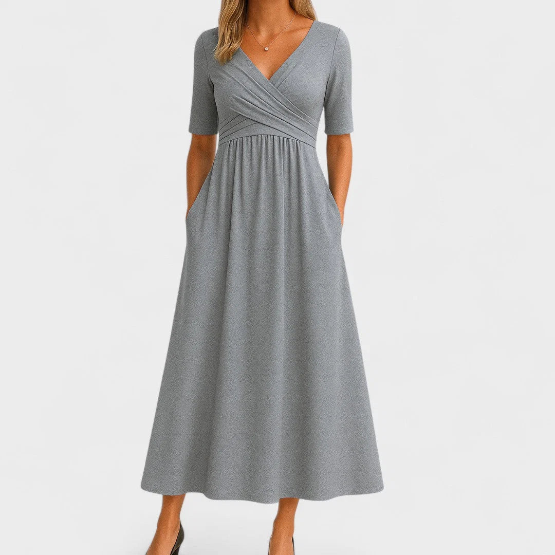 Graceful Pleated Midi Dress for Women