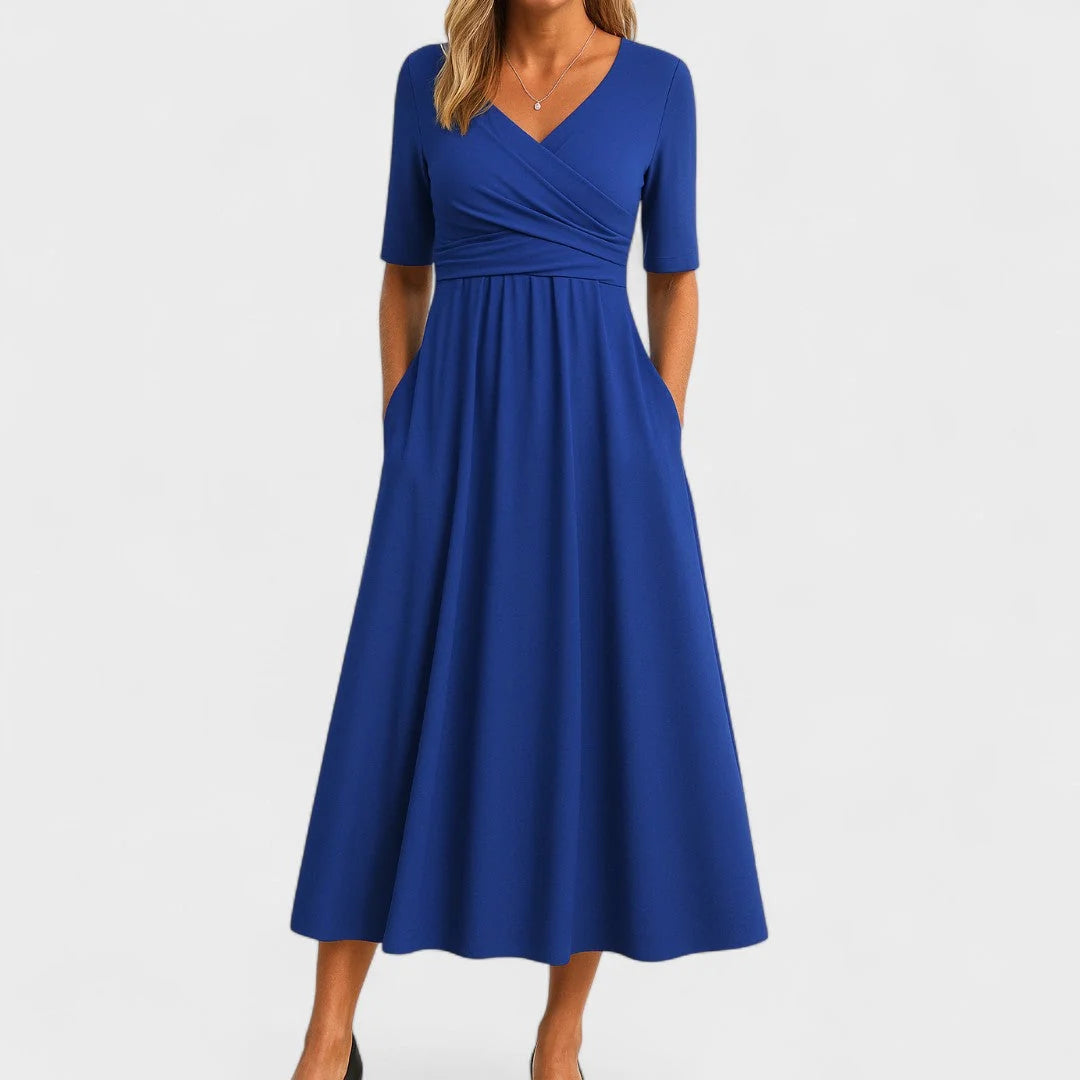 Graceful Pleated Midi Dress for Women