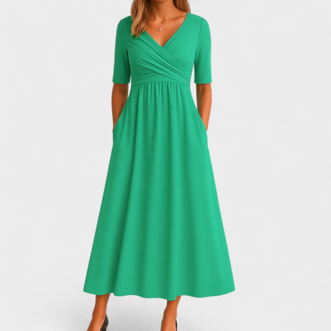 Graceful Pleated Midi Dress for Women