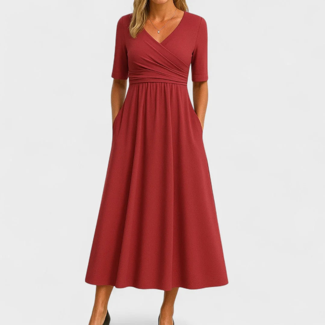 Graceful Pleated Midi Dress for Women