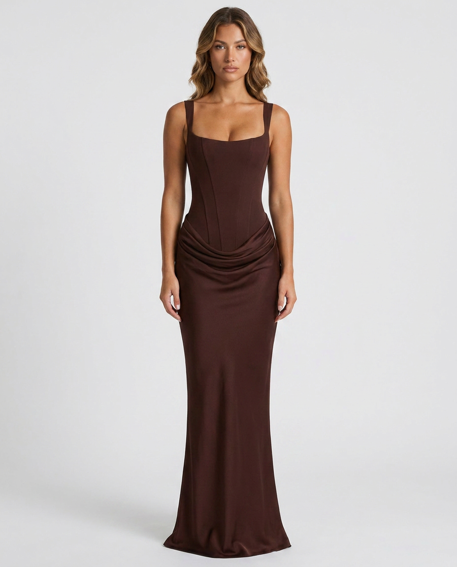Vivienne Satin Corset Maxi Dress