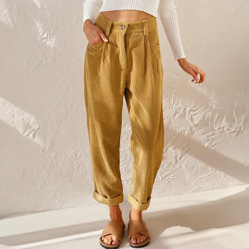 High Waist Corduroy Trousers