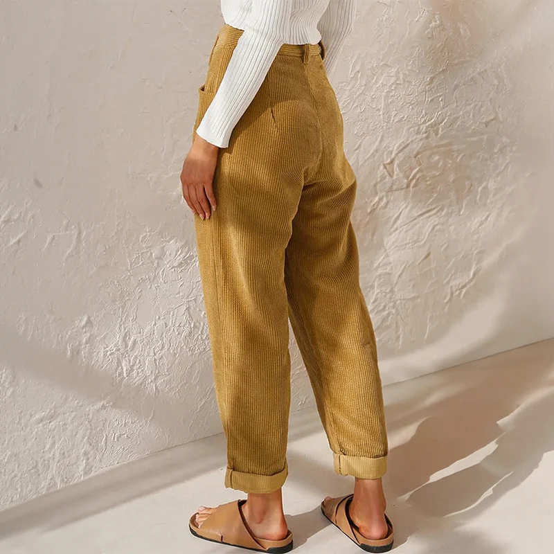 High Waist Corduroy Trousers