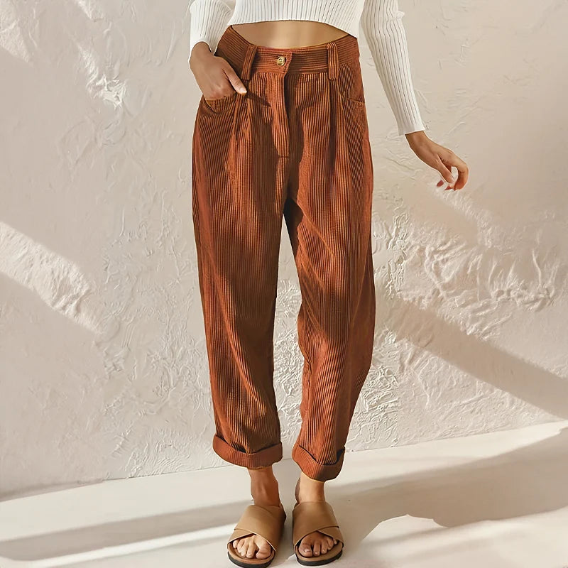 High Waist Corduroy Trousers