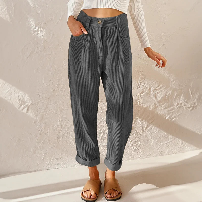 High Waist Corduroy Trousers