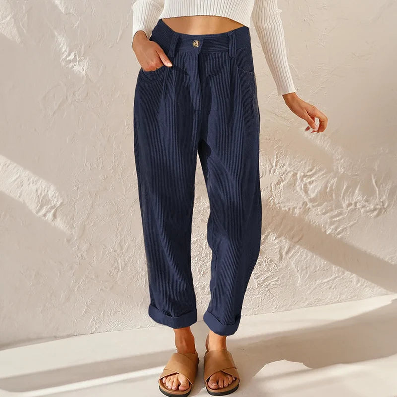 High Waist Corduroy Trousers