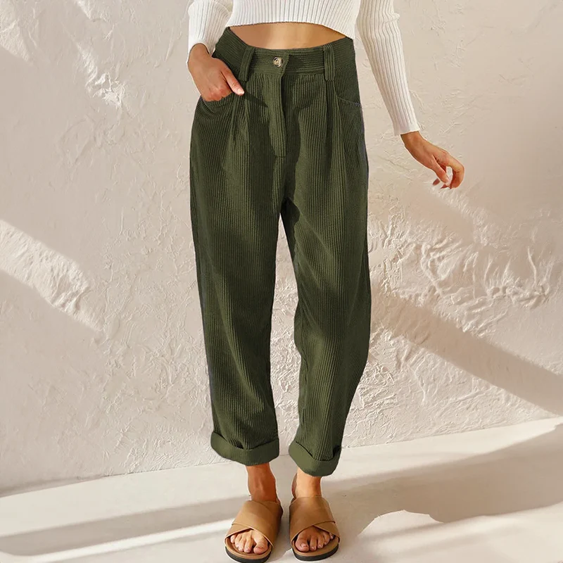 High Waist Corduroy Trousers