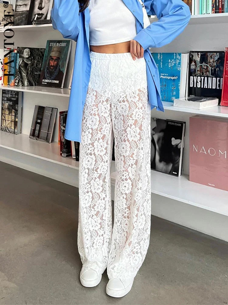 High Waist See-Through Trousers for Women