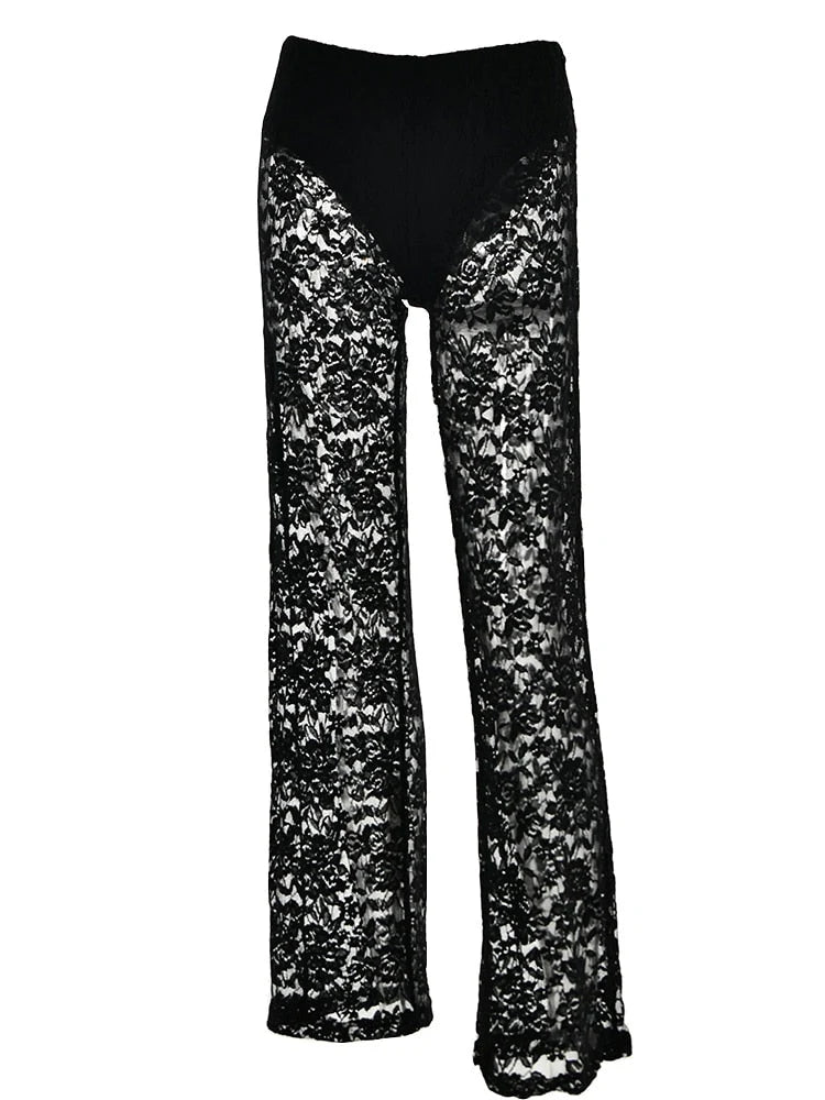 High Waist See-Through Trousers for Women
