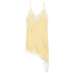 Lace Asymmetric Sleeveless Midi Slip Dress for Women