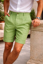 Linen Blend Tailored Shorts for Men