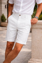 Linen Blend Tailored Shorts for Men