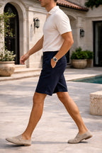 Linen Blend Tailored Shorts for Men
