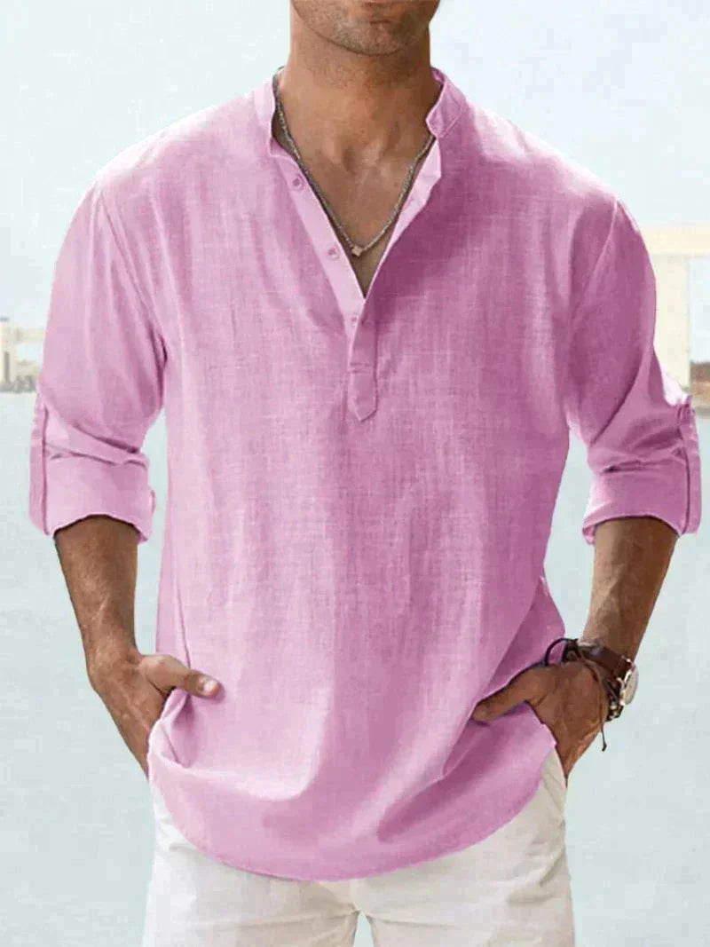 Linen Mao Collar Shirt