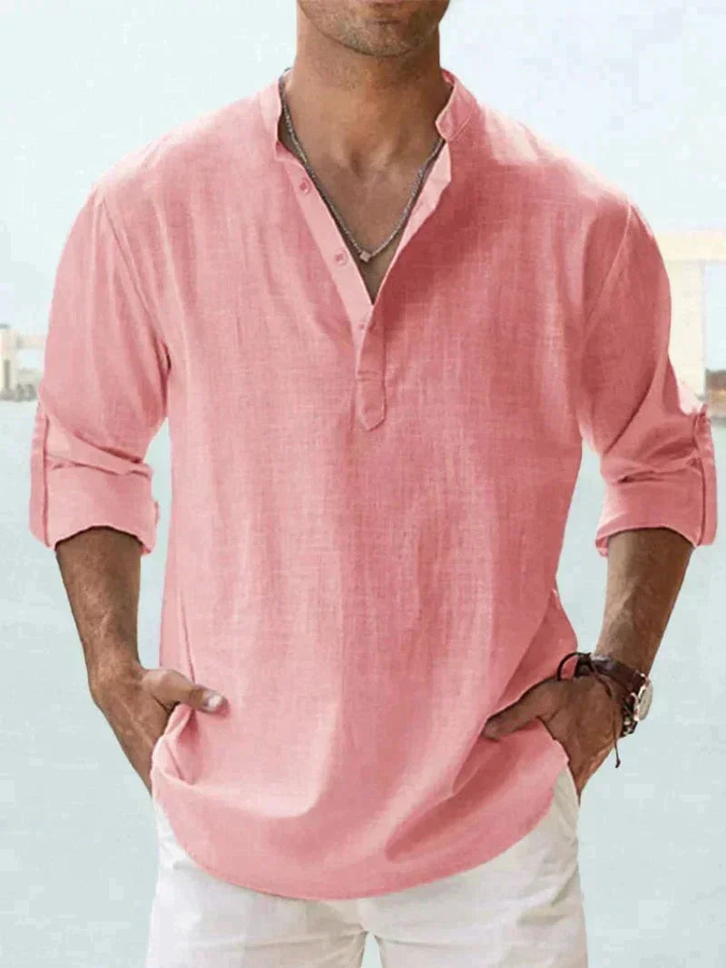 Linen Mao Collar Shirt