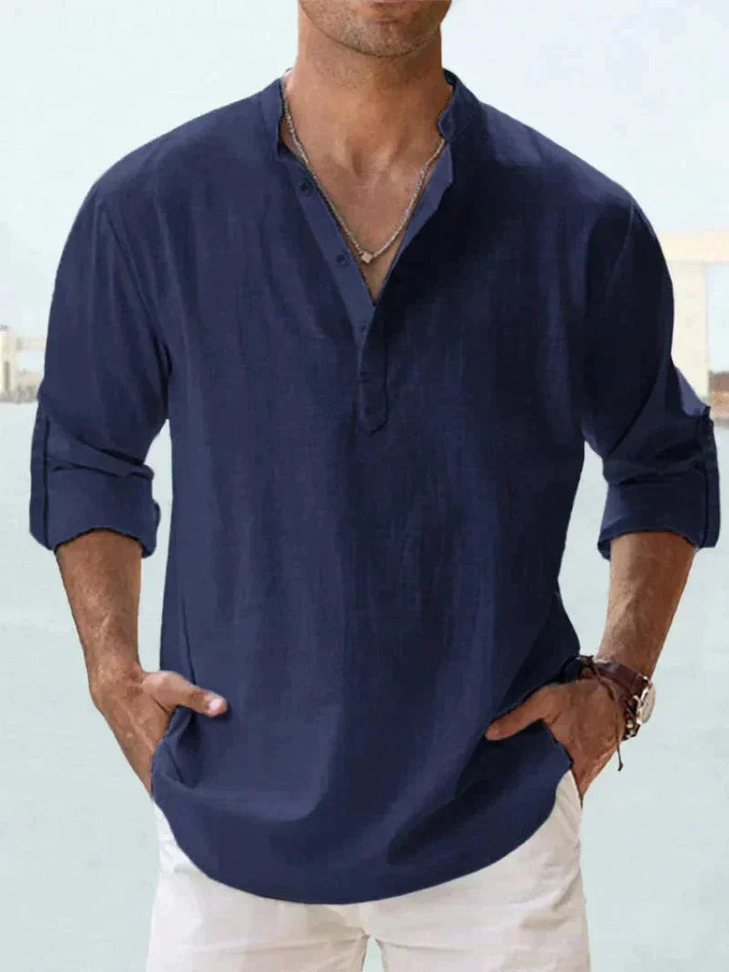 Linen Mao Collar Shirt